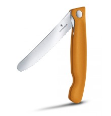 Нож кухонный Victorinox Swiss Classic (6.7836.F9B) стальной для овощей лезв.110мм серрейт. заточка оранжевый блистер