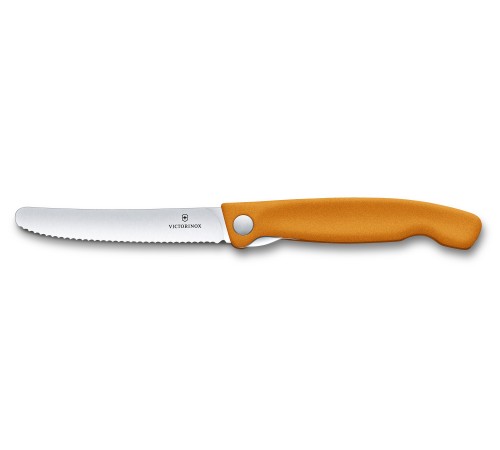 Нож кухонный Victorinox Swiss Classic (6.7836.F9B) стальной для овощей лезв.110мм серрейт. заточка оранжевый блистер Нож кухонный Victorinox Swiss Classic (6.7836.F9B) стальной для овощей лезв.110мм серрейт. заточка оранжевый блистер