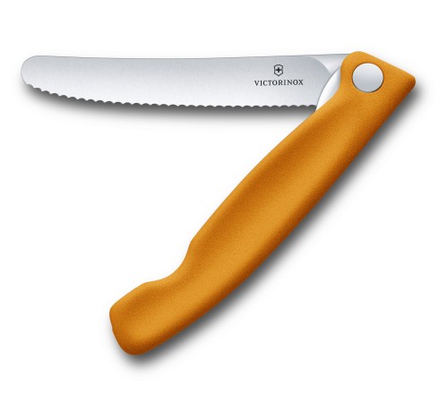 Нож кухонный Victorinox Swiss Classic (6.7836.F9B) стальной для овощей лезв.110мм серрейт. заточка оранжевый блистер Нож кухонный Victorinox Swiss Classic (6.7836.F9B) стальной для овощей лезв.110мм серрейт. заточка оранжевый блистер
