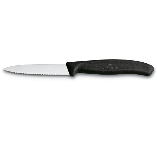Нож кухонный Victorinox Swiss Classic (6.7633) стальной разделочный для овощей лезв.80мм серрейт. заточка черный Нож кухонный Victorinox Swiss Classic (6.7633) стальной разделочный для овощей лезв.80мм серрейт. заточка черный