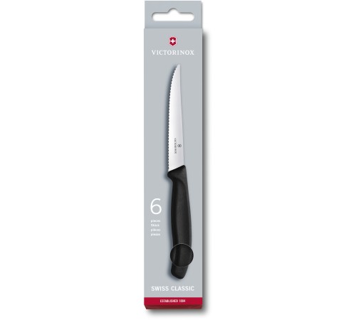 Набор ножей кухон. Victorinox Swiss Classic 6.7233.6 компл.:6предм. черный европодвес Набор ножей кухон. Victorinox Swiss Classic 6.7233.6 компл.:6предм. черный европодвес