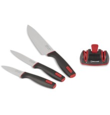 Набор ножей кухон. Rondell Urban RD-1011 компл.:4предм. с ножеточкой черный/красный блистер