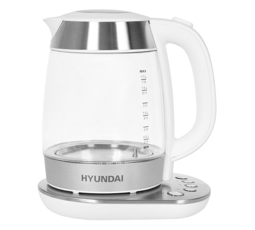 Чайник электрический Hyundai HYK-G4033 1.7л. 2200Вт белый/серебристый корпус: стекло Чайник электрический Hyundai HYK-G4033 1.7л. 2200Вт белый/серебристый корпус: стекло