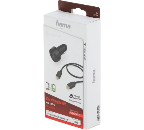 Автомобильное зар./устр. Hama H-183327 3A (PD+QC) USB Type-C универсальное черный (00183327) Автомобильное зар./устр. Hama H-183327 3A (PD+QC) USB Type-C универсальное черный (00183327)