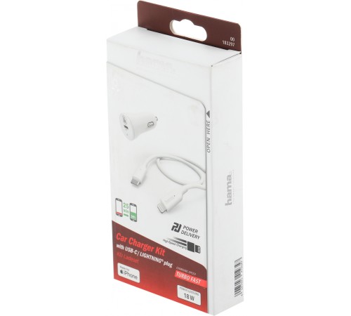 Автомобильное зар./устр. Hama H-183297 3A (PD) USB Type-C для Apple белый (00183297) Автомобильное зар./устр. Hama H-183297 3A (PD) USB Type-C для Apple белый (00183297)