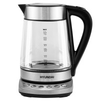 Чайник электрический Hyundai HYK-G3026 1.7л. 2200Вт серебристый/черный корпус: стекло/металл/пластик