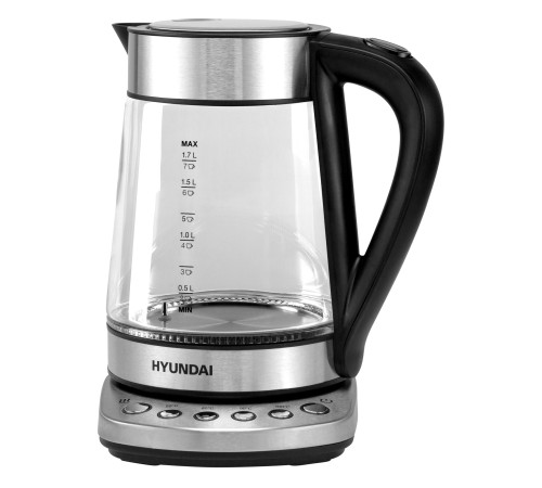 Чайник электрический Hyundai HYK-G3026 1.7л. 2200Вт серебристый/черный корпус: стекло/металл/пластик Чайник электрический Hyundai HYK-G3026 1.7л. 2200Вт серебристый/черный корпус: стекло/металл/пластик