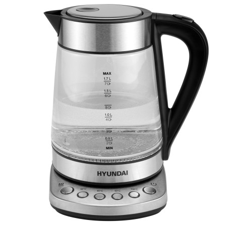 Чайник электрический Hyundai HYK-G3026 1.7л. 2200Вт серебристый/черный корпус: стекло/металл/пластик Чайник электрический Hyundai HYK-G3026 1.7л. 2200Вт серебристый/черный корпус: стекло/металл/пластик