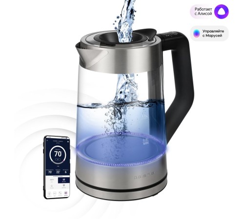 Чайник электрический Polaris PWK 1725CGLD 1.7л. 2200Вт серебристый матовый корпус: стекло/металл