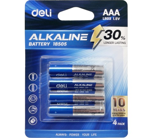 Батарея Deli E18505 AAA (4шт) блистер Батарея Deli E18505 AAA (4шт) блистер