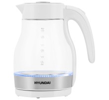 Чайник электрический Hyundai HYK-G3802 1.7л. 2200Вт белый/серебристый корпус: стекло