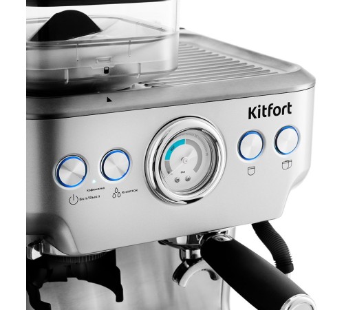 Кофеварка рожковая Kitfort КТ-755 1620Вт серебристый Кофеварка рожковая Kitfort КТ-755 1620Вт серебристый
