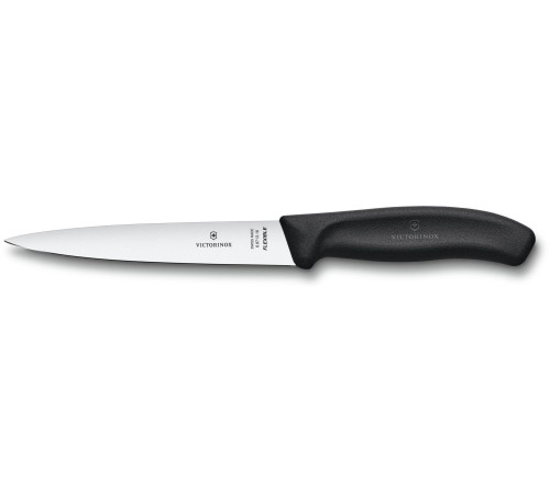 Нож кухонный Victorinox Swiss Classic (6.8713.16B) стальной филейный лезв.160мм прямая заточка черный блистер Нож кухонный Victorinox Swiss Classic (6.8713.16B) стальной филейный лезв.160мм прямая заточка черный блистер