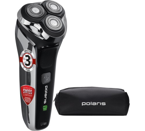 Бритва роторная Polaris PMR 0305R wet&dry PRO 5 blades реж.эл.:3 питан.:аккум. черный Бритва роторная Polaris PMR 0305R wet&dry PRO 5 blades реж.эл.:3 питан.:аккум. черный