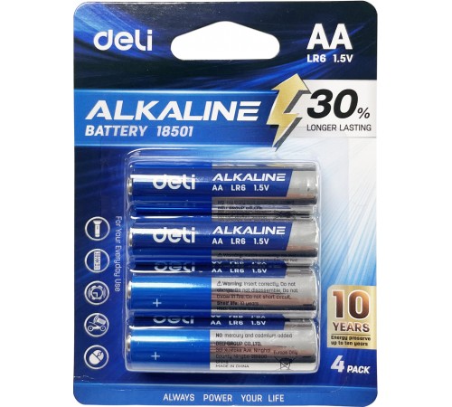 Батарея Deli E18501 AA (4шт) блистер Батарея Deli E18501 AA (4шт) блистер