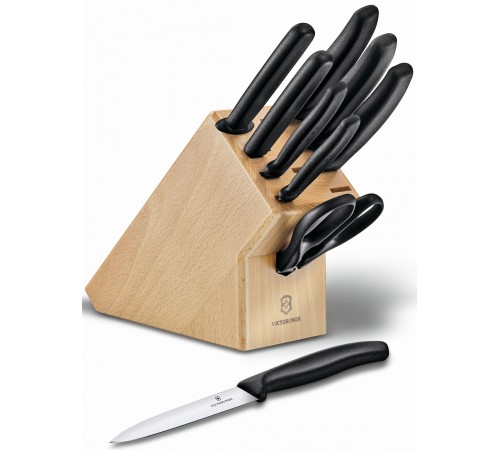 Набор ножей кухон. Victorinox Swiss Classic 6.7193.9 компл.:8предм. ножницы дерево/черный Набор ножей кухон. Victorinox Swiss Classic 6.7193.9 компл.:8предм. ножницы дерево/черный