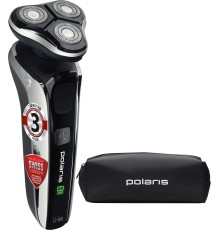 Бритва роторная Polaris PMR 0307RC wet&dry PRO 5 blades+ реж.эл.:3 питан.:аккум. черный/хром