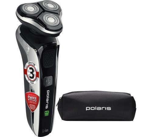 Бритва роторная Polaris PMR 0307RC wet&dry PRO 5 blades+ реж.эл.:3 питан.:аккум. черный/хром Бритва роторная Polaris PMR 0307RC wet&dry PRO 5 blades+ реж.эл.:3 питан.:аккум. черный/хром