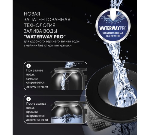 Чайник электрический Polaris PWK 1753CGL 1.5л. 1950Вт черный корпус: стекло/пластик