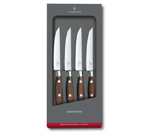 Набор ножей кухон. Victorinox Grand Maitre Steak 7.7240.4 (7.7240.4) компл.:4предм. дерево подар.коробка Набор ножей кухон. Victorinox Grand Maitre Steak 7.7240.4 (7.7240.4) компл.:4предм. дерево подар.коробка