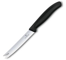 Нож кухонный Victorinox Swiss Classic (6.7863) стальной для сыра лезв.110мм серрейт. заточка черный