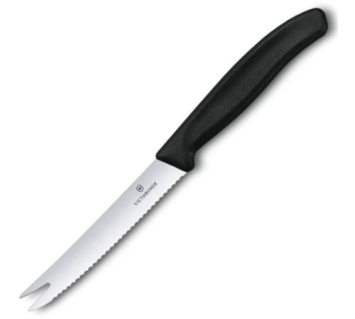 Нож кухонный Victorinox Swiss Classic (6.7863) стальной для сыра лезв.110мм серрейт. заточка черный Нож кухонный Victorinox Swiss Classic (6.7863) стальной для сыра лезв.110мм серрейт. заточка черный