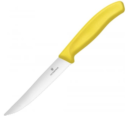 Нож кухонный Victorinox Swiss Classic (6.7936.12L8) стальной для стейка лезв.120мм серрейт. заточка желтый Нож кухонный Victorinox Swiss Classic (6.7936.12L8) стальной для стейка лезв.120мм серрейт. заточка желтый