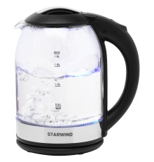 Чайник электрический Starwind SKG2051 1.8л. 1800Вт черный/серебристый корпус: стекло/пластик