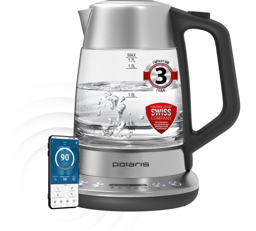 Чайник электрический Polaris PWK 1775CGLD 1.7л. 1850Вт серебристый матовый корпус: стекло