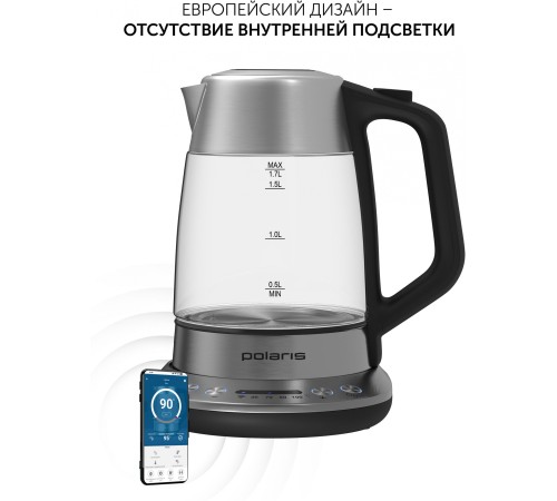 Чайник электрический Polaris PWK 1775CGLD 1.7л. 1850Вт серебристый матовый корпус: стекло