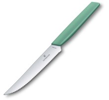 Нож кухонный Victorinox Swiss Modern (6.9006.12W41) стальной столовый для стейка лезв.120мм серрейт. заточка мятный