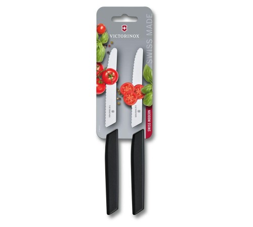 Набор ножей кухон. Victorinox Swiss Modern 6.9003.11WB компл.:2предм. черный блистер Набор ножей кухон. Victorinox Swiss Modern 6.9003.11WB компл.:2предм. черный блистер