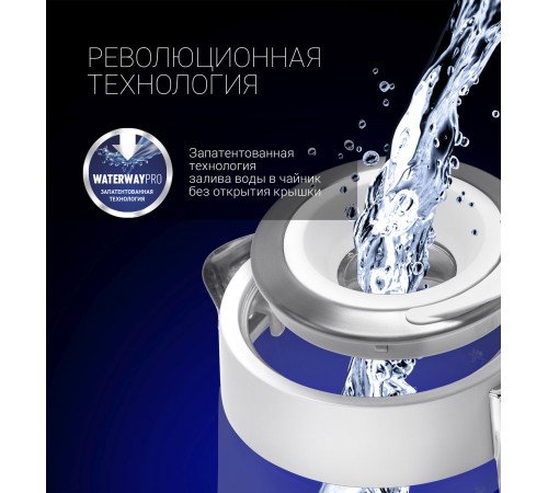 Чайник электрический Polaris PWK 1715 CGL 1.7л. 2200Вт белый корпус: стекло/металл