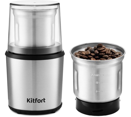 Кофемолка Kitfort КТ-757 200Вт сист.помол.:ротац.нож вместим.:75гр нержавеющая сталь/черный