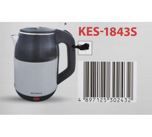 Чайник электрический Supra KES-1843S 1.8л. 1500Вт черный/белый корпус: металл Чайник электрический Supra KES-1843S 1.8л. 1500Вт черный/белый корпус: металл