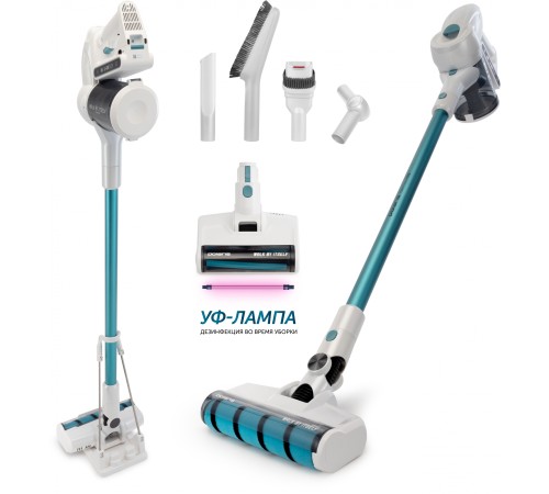 Пылесос Polaris HandStick Pro PVCS 4000 450Вт белый/бирюзовый