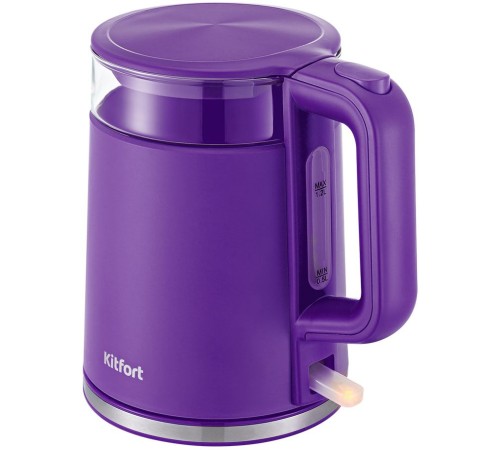 Чайник электрический Kitfort KT-6124-1 1.2л. 2200Вт фиолетовый корпус: стекло/металл/пластик (КТ-6124-1) Чайник электрический Kitfort KT-6124-1 1.2л. 2200Вт фиолетовый корпус: стекло/металл/пластик (КТ-6124-1)