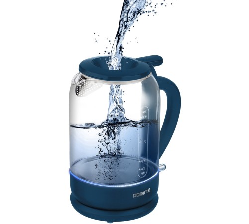 Чайник электрический Polaris PWK 1759CGL 1.5л. 2150Вт синий корпус: стекло/пластик
