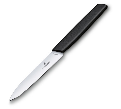 Нож кухонный Victorinox Swiss Modern (6.9003.10) стальной универсальный лезв.100мм прямая заточка черный Нож кухонный Victorinox Swiss Modern (6.9003.10) стальной универсальный лезв.100мм прямая заточка черный