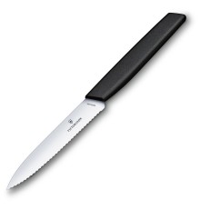 Нож кухонный Victorinox Swiss Modern (6.9003.10W) стальной универсальный лезв.100мм серрейт. заточка черный