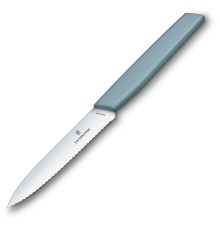 Нож кухонный Victorinox Swiss Modern (6.9006.10W21) стальной универсальный лезв.100мм серрейт. заточка голубой