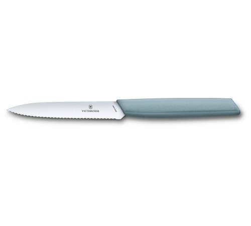 Нож кухонный Victorinox Swiss Modern (6.9006.10W21) стальной универсальный лезв.100мм серрейт. заточка голубой Нож кухонный Victorinox Swiss Modern (6.9006.10W21) стальной универсальный лезв.100мм серрейт. заточка голубой