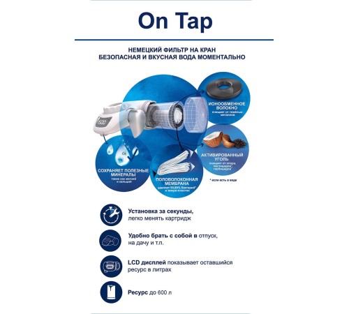 Водоочиститель Brita OnTap белый/серый Водоочиститель Brita OnTap белый/серый