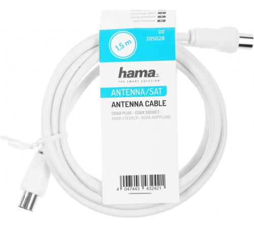 Кабель антенный Hama Coax (m)/Coax (f) 1.5м. белый (00205028) Кабель антенный Hama Coax (m)/Coax (f) 1.5м. белый (00205028)