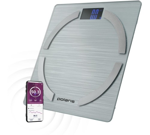 Весы напольные электронные Polaris PWS 1886 IQ Home макс.180кг серебристый