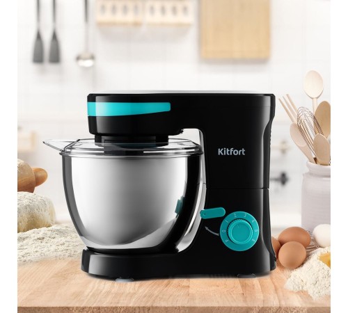 Миксер планетарный Kitfort КТ-3044-4 1000Вт черный/бирюзовый Миксер планетарный Kitfort КТ-3044-4 1000Вт черный/бирюзовый