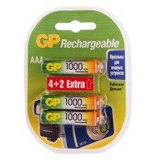 Аккумулятор GP Rechargeable 100AAAHC4/2 AAA NiMH 1000mAh (6шт) блистер
