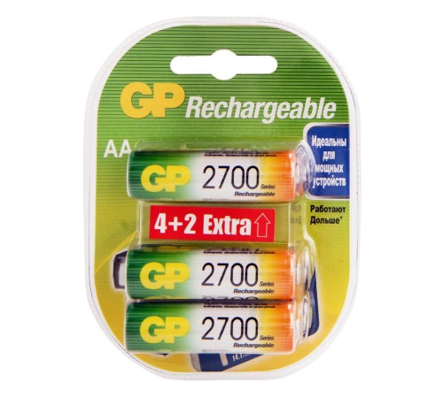 Аккумулятор GP 2700AAHC4/2 AA NiMH 2700mAh (6шт) блистер Аккумулятор GP 2700AAHC4/2 AA NiMH 2700mAh (6шт) блистер