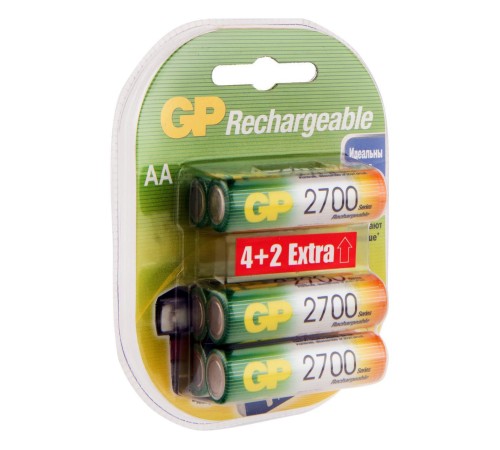 Аккумулятор GP 2700AAHC4/2 AA NiMH 2700mAh (6шт) блистер Аккумулятор GP 2700AAHC4/2 AA NiMH 2700mAh (6шт) блистер