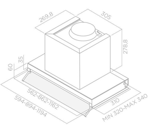 Вытяжка встраиваемая Elica Boxin LX/BL MAT/A/60 черный управление: поворотные переключатели (1 мотор)